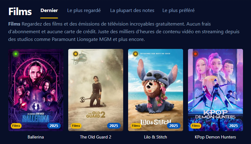 Aperçu de l'interface utilisateur de Wiflix